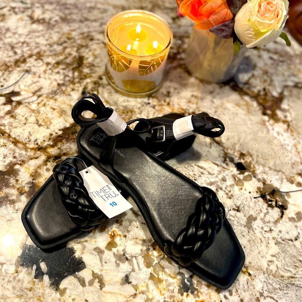 Time and tru black sandals.